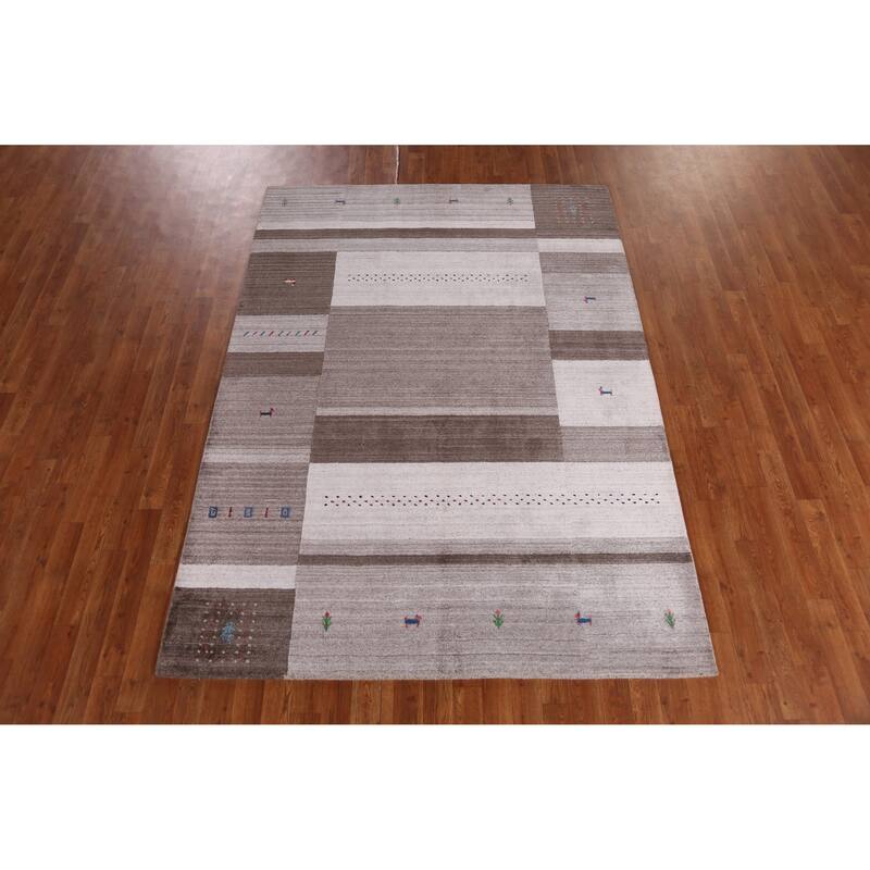 Hand Knotted Oriental 100% Wool Carpet Tribal Geometric Multi-Colored Gabbeh Area Rug - 7' 7'' X 5' 5''
