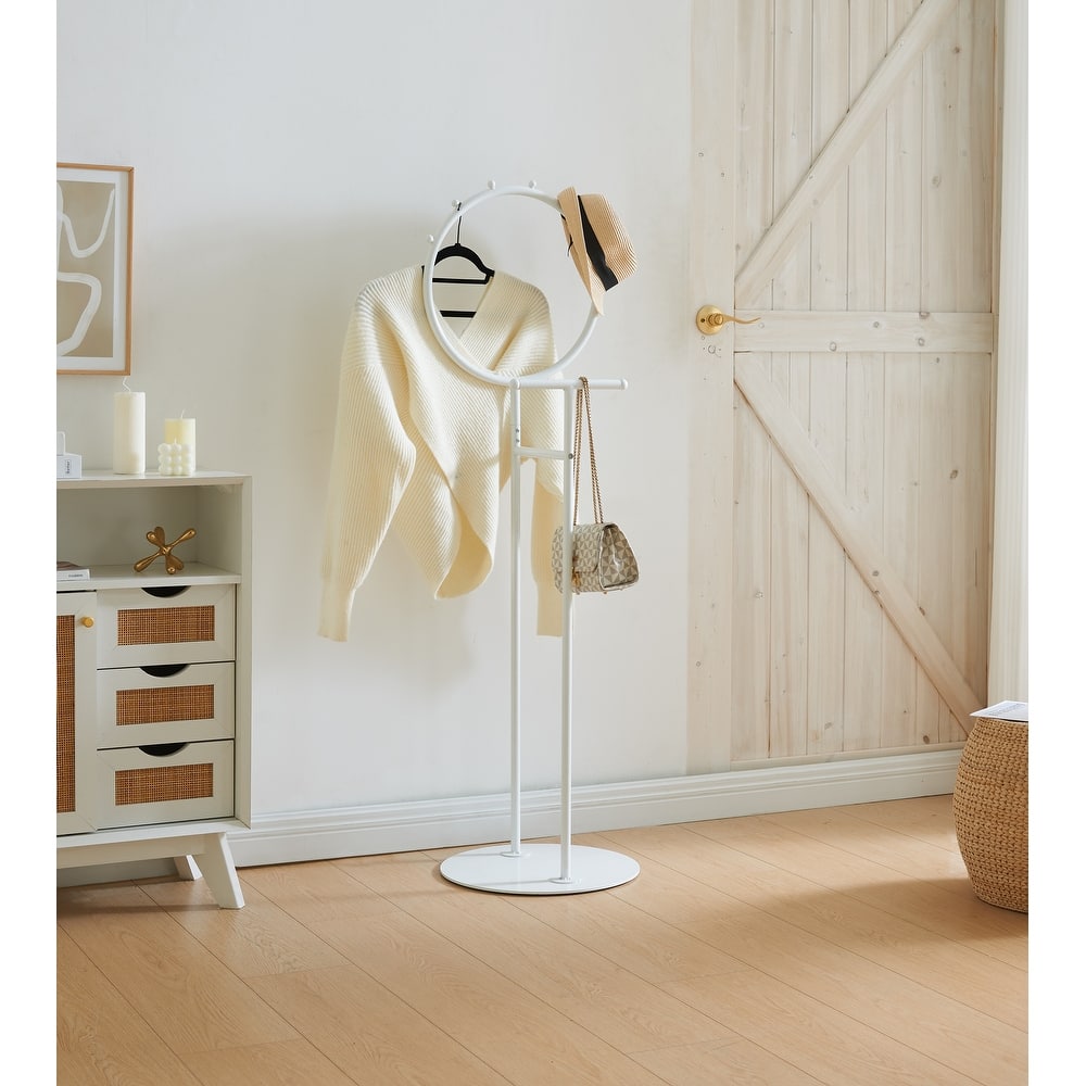 Cheska Metal 6-Hook Circular Frame Valet Stand