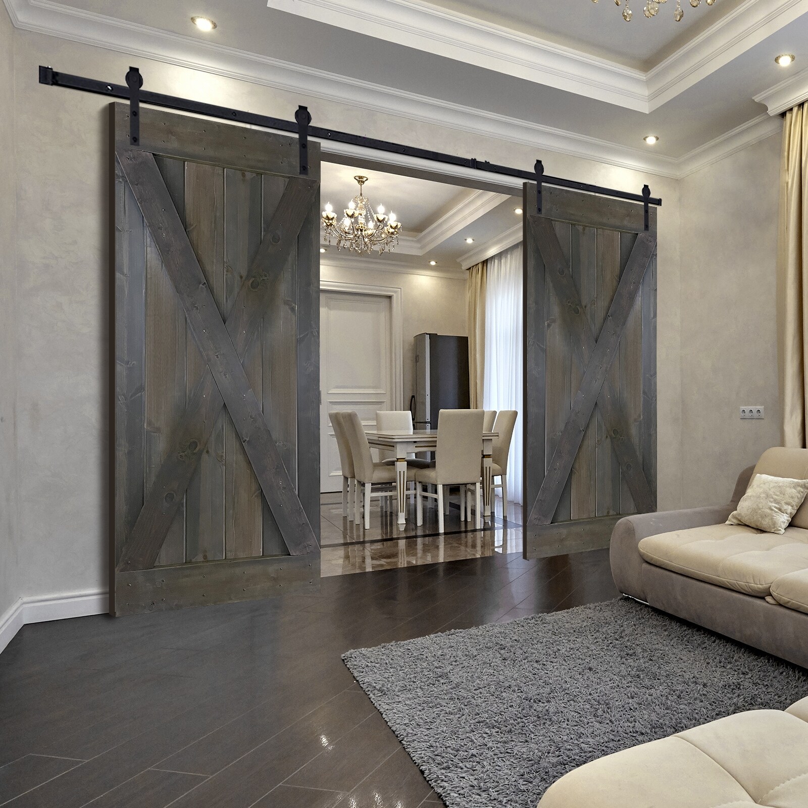 как выглядит Paneled Wood Painted Double Barn Door D2X Series Set of 2 фото