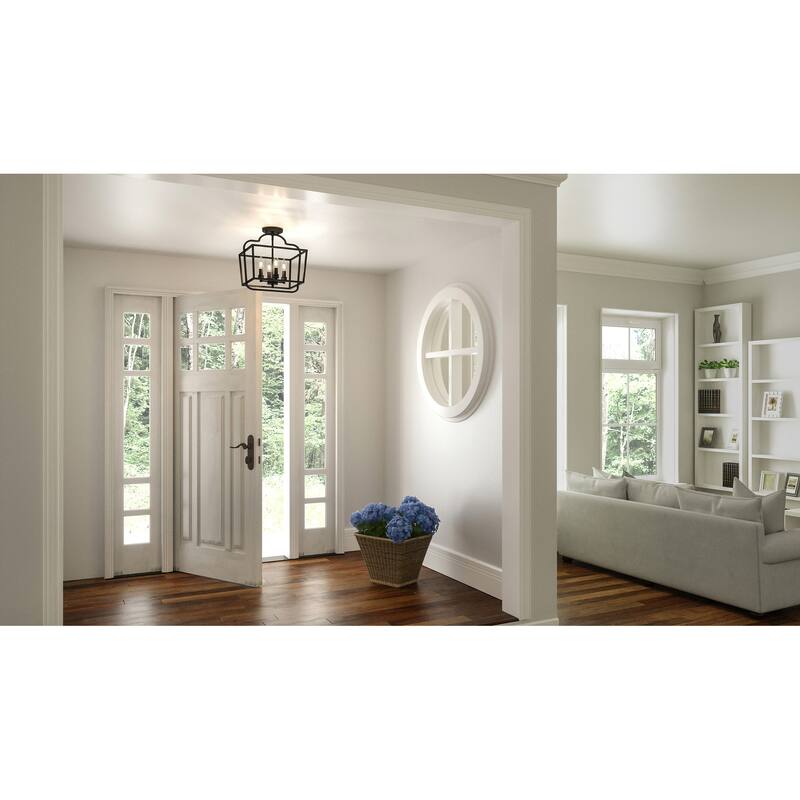 Quoizel Blanche Matte Black 4-light Semi-Flush Mount