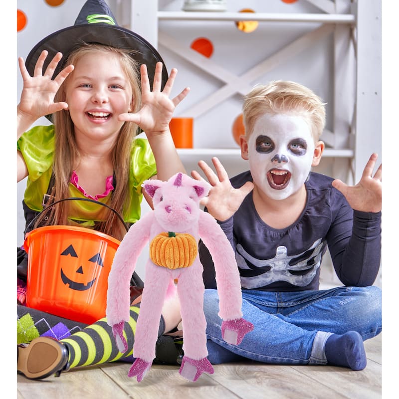DolliBu Super Soft Long Arms Unicorn Stuffed Animal with Pumpkin Decor - 21 inches