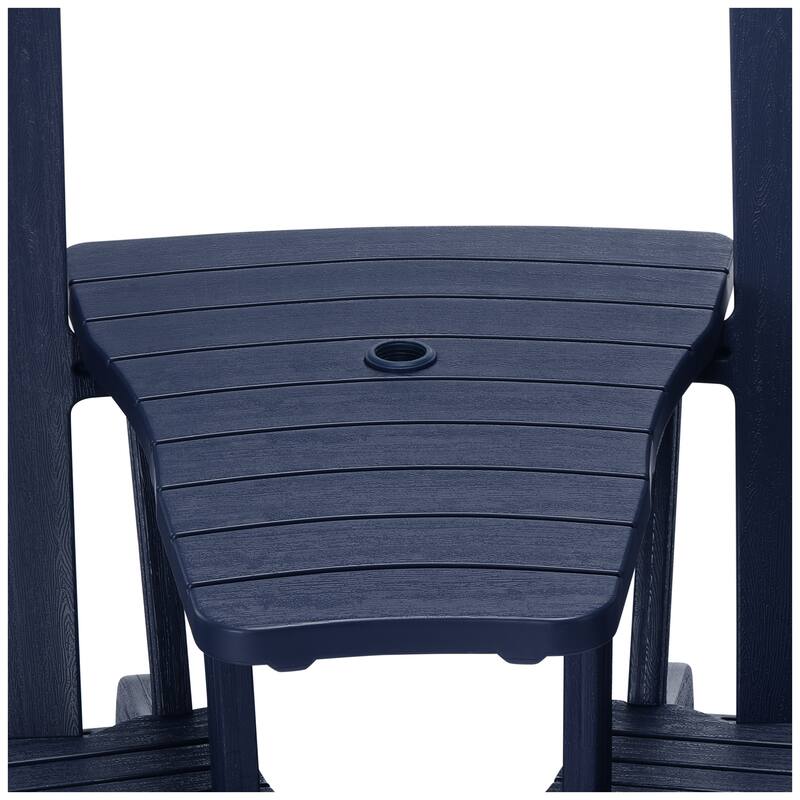 Polytrends Coastline Outdoor Poly Adirondack Chair Set with Connecting Tray & Cup Holder