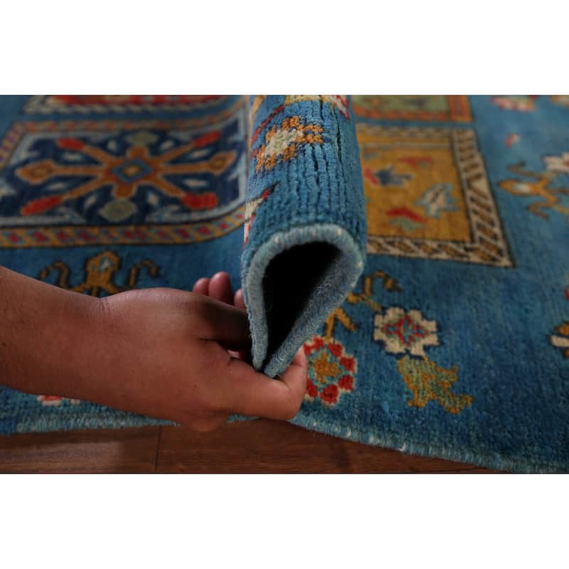 Garden Design Kazak Oriental Accent Rug Hand-Knotted Wool Carpet - 3'8" x 4'11"