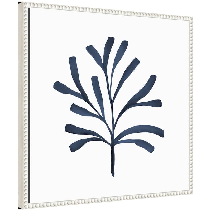 Kate and Laurel Sylvie Coastal Coral Seaweed Botanical 4 Framed Canvas by The Creative Bunch Studio - 22x22