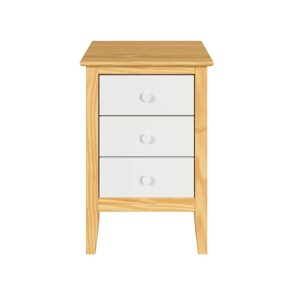 Adeptus Solid Wood Easy Pieces 3 Drawer End Table Natural w/White Front, White and Natural Knobs