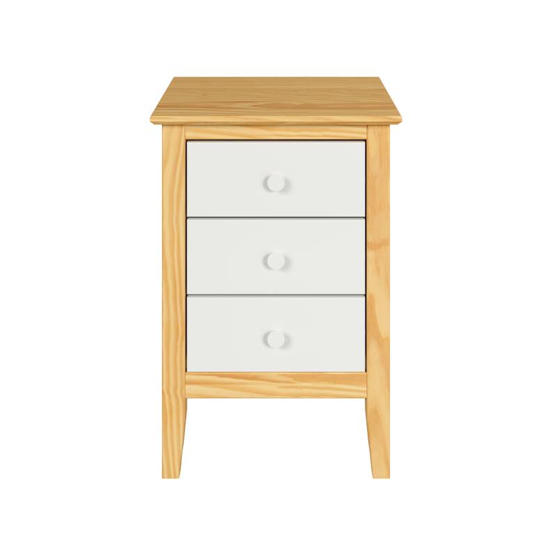Adeptus Solid Wood Easy Pieces 3 Drawer End Table Natural w/White Front, White and Natural Knobs