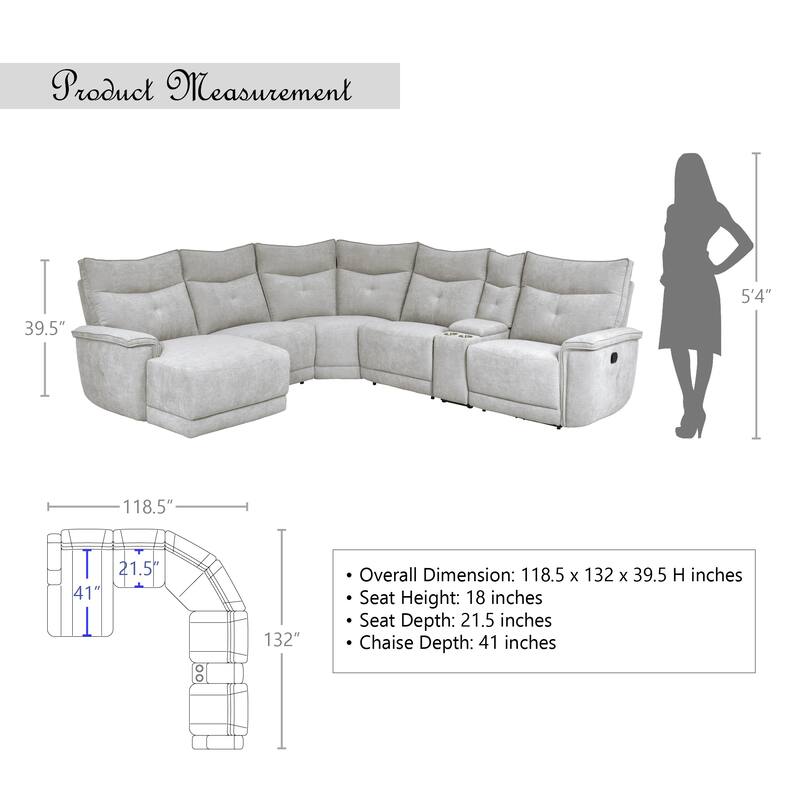 Avenue Modular Reclining Sectional Sofa with Left Chaise