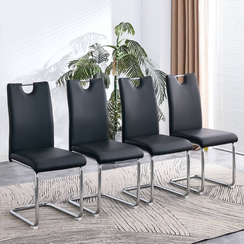 Modern Dining Table Set with Convertible Base, Luxury Rectangular Kitchen Table for 6