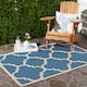 SAFAVIEH Courtyard Maryanne Indoor/ Outdoor Waterproof Patio Backyard Rug - 4' x 5'7" - Blue/Beige
