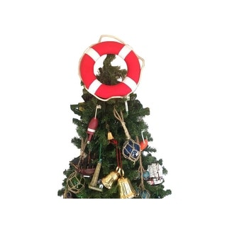 Vibrant Red Lifering with White Bands Christmas Tree Topper Decoration ...
