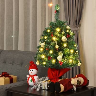 Clihome 2 Ft Artificial Battery Operated Christmas Tree with LED Lights