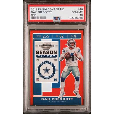 Dak Prescott 2018 Panini Contenders Optic Red Card #48 Graded PSA 10 143/199 - 8'6" x 11'6"