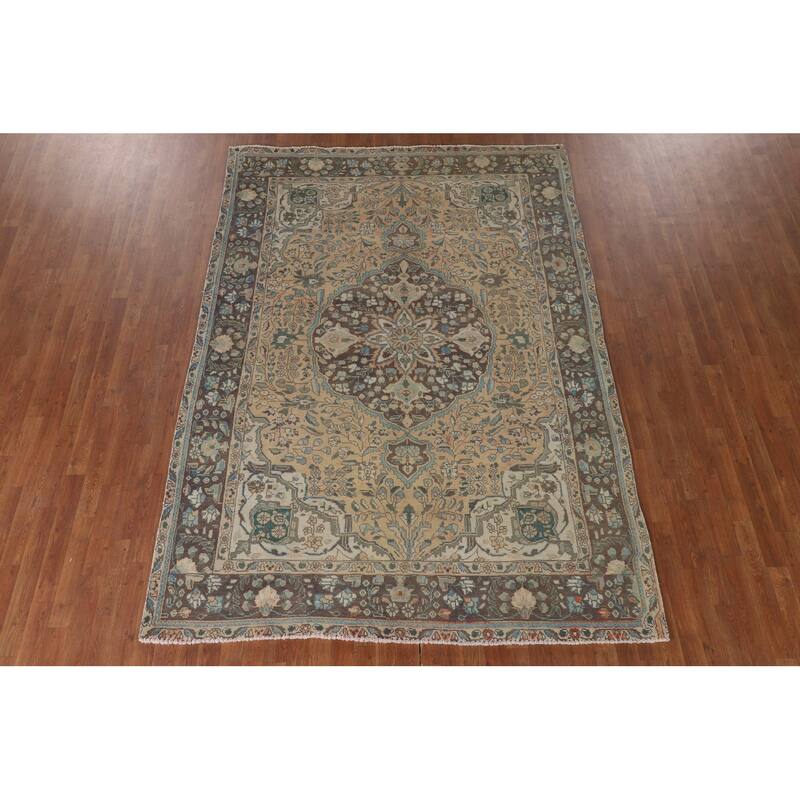 Traditional Tabriz Persian Vintage Area Rug Handmade Wool Carpet - 6'8"x 9'5"