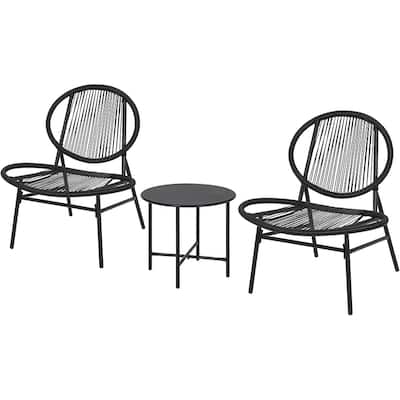 3-Piece Outdoor Seating Acapulco Chair All Weather Small Patio Bistro Chairs and Side Table