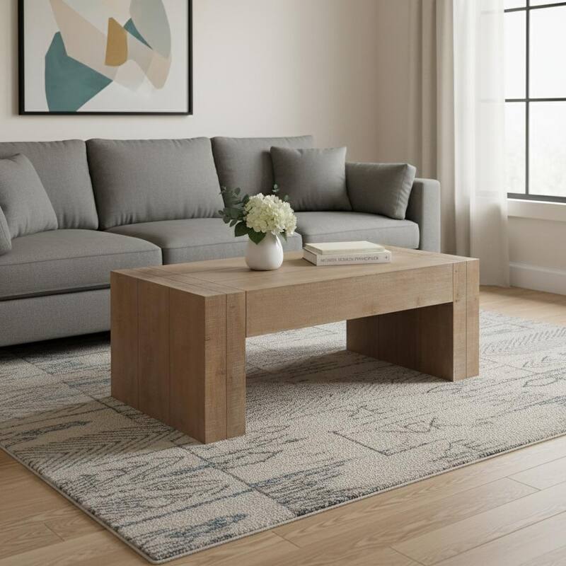 HomeRoots 49" Natural Wood Chunky Rectangular Coffee Table - 49.00 in. x 18.80 in. x 23.70 in. - Natural