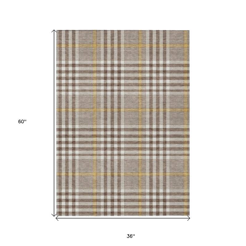 HomeRoots Plaid Transitional Rectangle Outdoor Rug