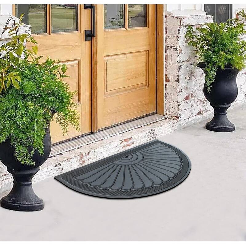 A1HC 100% Pure Rubber Front Door Mat 30”x48”, Non-Slip, Thin Profile Heavy Duty Doormat,Indoor Outdoor Sunburst Good Luck Design
