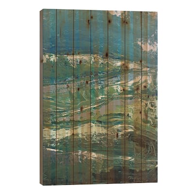 Blue Mountainscape II Print On Wood by Marcy Chapman - Multi-Color