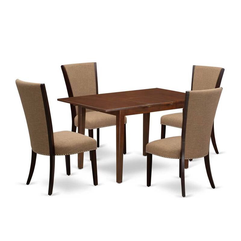 5-Piece Mahogany Finish Solid Wood Top - Dining Room Set - Seats 4