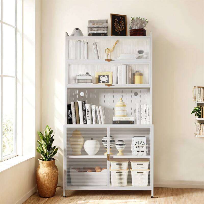 73" Tall 6-Shelf Metal Pantry Cabinet - White