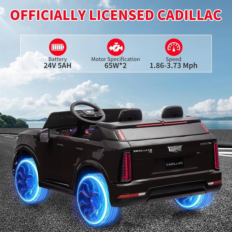 24V Electric 2-Seater Licensed Cadillac Kids Ride-on Car Toy for Kids Best Gifts