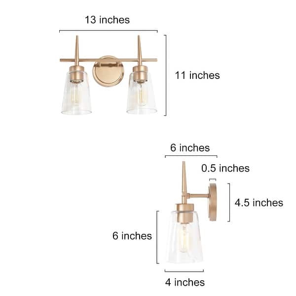 dimension image slide 0 of 4, Modern 4/3/2-Light Farmhouse Linear Bathroom Vanity Lights Dimmable Wall Sconces with Clear Glass Shade