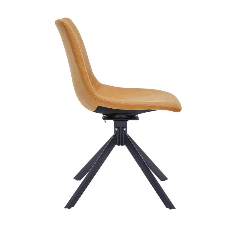 Markley Leather Dining Chair 360 Degree Swivel with Iron legs Modern Accent Side Chair Set of 2