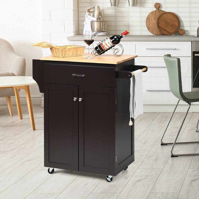 Gymax Rolling Kitchen Island Utility Kitchen Cart Storage Cabinet - See Details