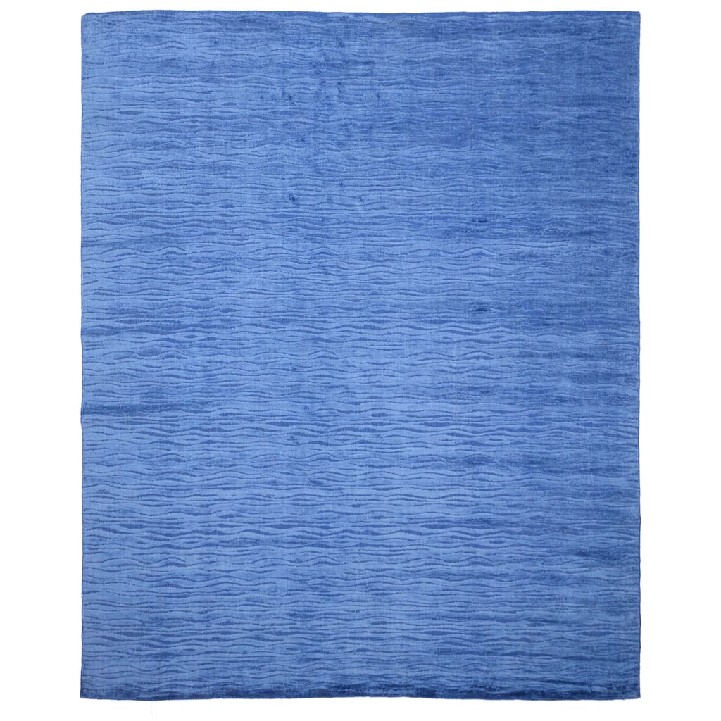 ECARPETGALLERY Hand Loomed Elysian Slate Blue Viscose Rug - 7'10 x 9'8