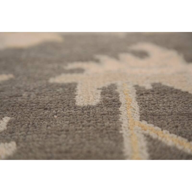 Grey Floral Oushak Indian Area Rug Handmade Wool Carpet - 8'1"x 10'0"
