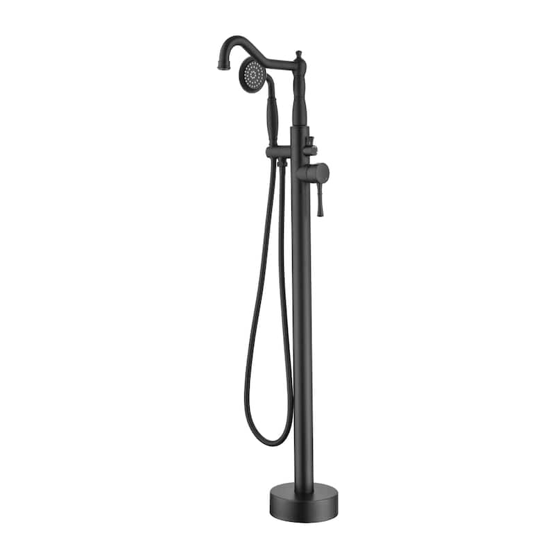 Freestanding Bathtub Faucet High Flow Rate Single Handle Floor Mounted Tub Faucets with Hand Sprayer Swivel Spout Tub Fillers