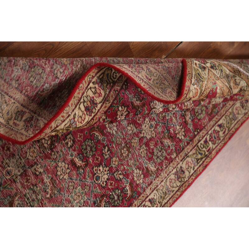 Tabriz Persian Antique Runner Rug Hand-knotted Wool Carpet - 3'3"x 9'3"