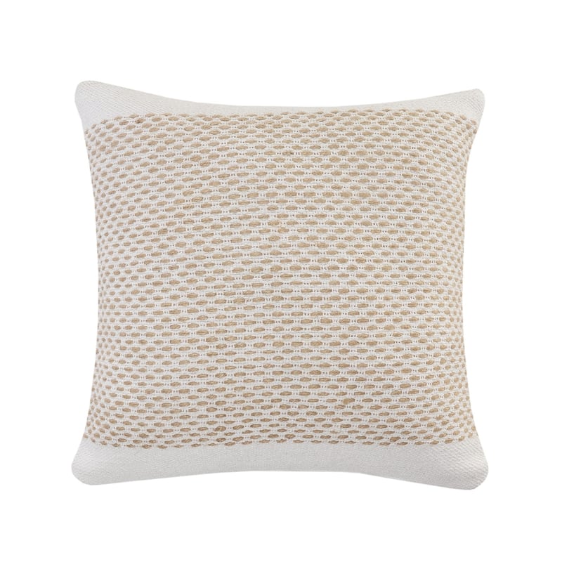 HomeRoots 20" X 20" Ivory And Tan 100% Cotton Geometric Zippered Pillow