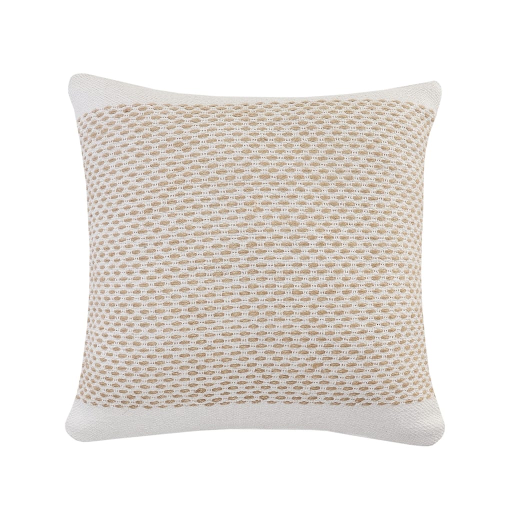 HomeRoots 20" X 20" Ivory And Tan 100% Cotton Geometric Zippered Pillow