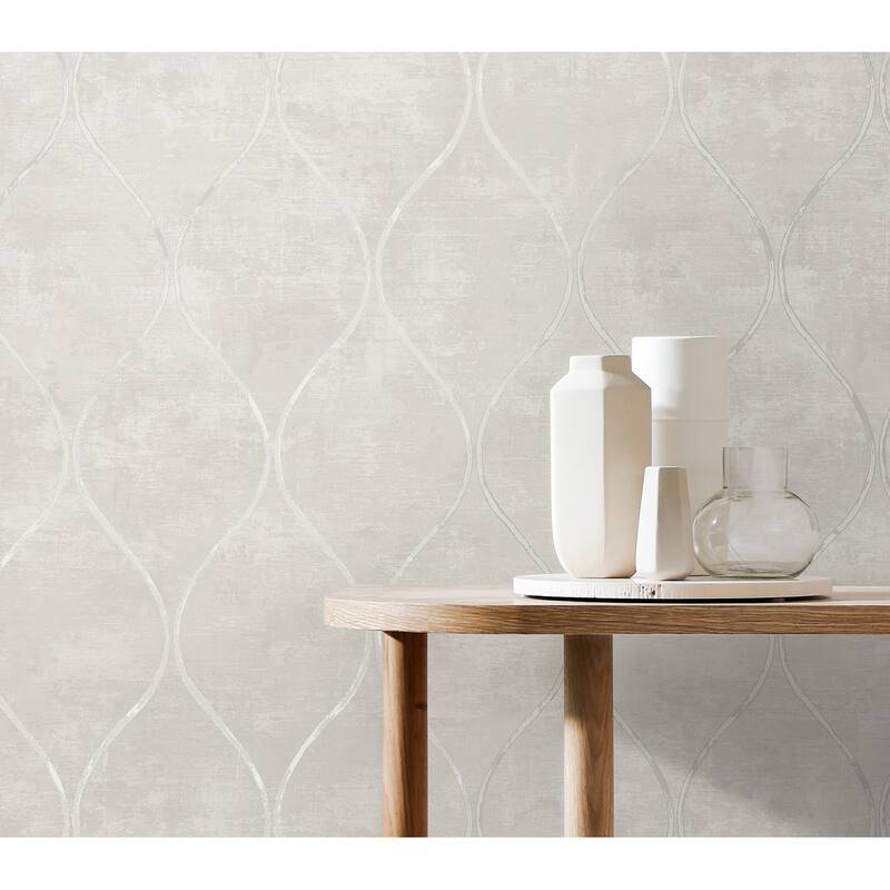 Seabrook Designs Ellisse Geometric Vertical Ogee Non-Woven Unpasted Wallpaper