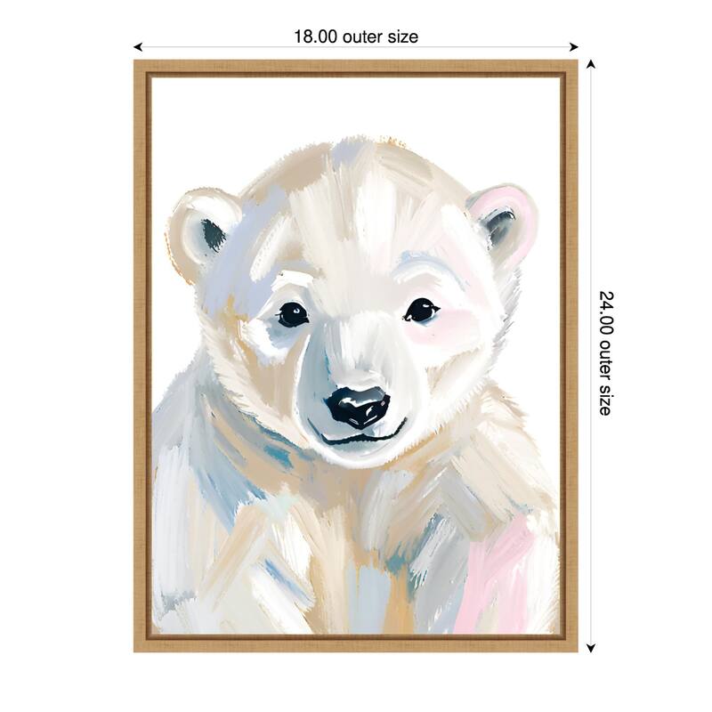 Polar Bear Cub by Ohkimiko Framed Canvas Wall Art - 18 x 24 in