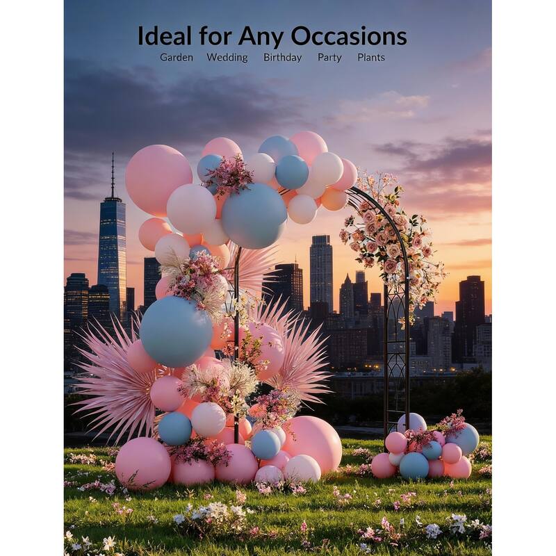 7.87 FT Black Metal Garden Arch Arbor