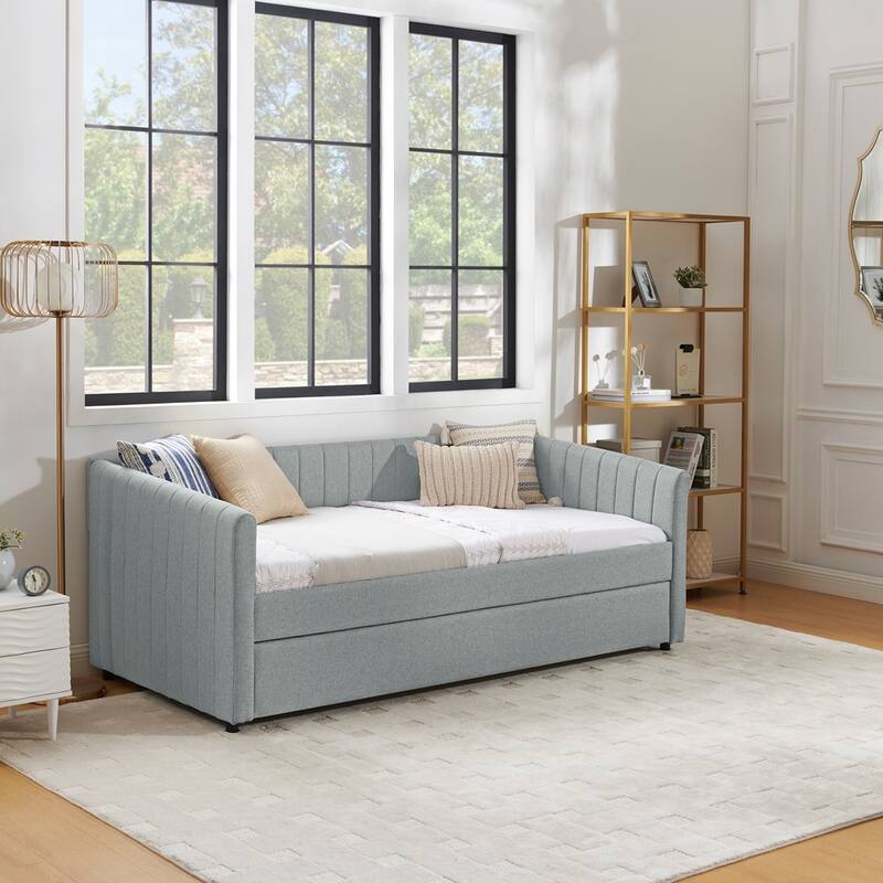 Daybed with Trundle Upholstered Tufted Sofa Bed