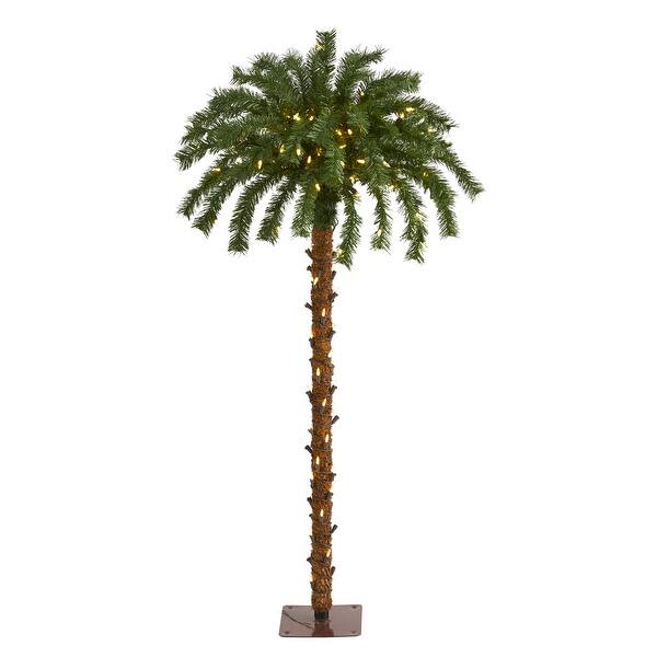 4' Christmas Palm Tree with 150 Warm White LED Lights Green On Sale