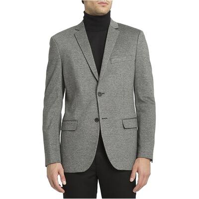 Theory Mens Heathered Ponte Sports Two Button Blazer Jacket, Grey, 40 Regular