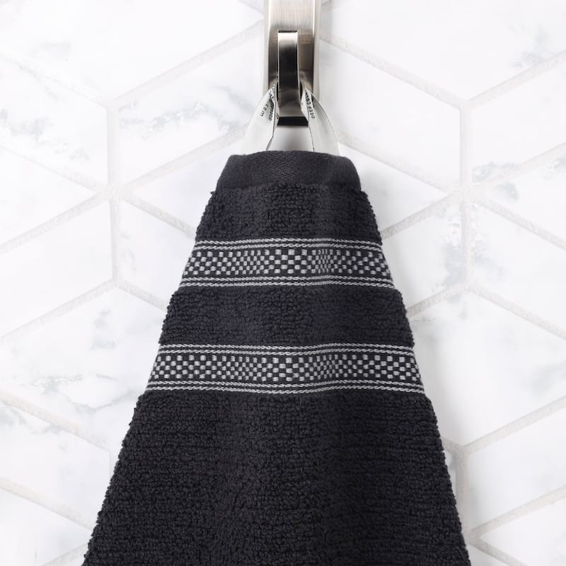 Superior Brea Zero Twist Cotton Ribbed Modern Bath Towel Set of 3