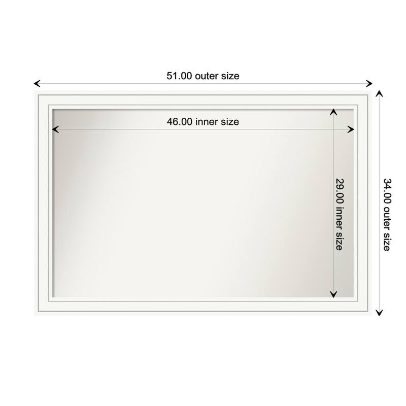Craftsman White Framed Non-Beveled Custom Wall Mirror, Bathroom Vanity Mirror - Outer Size: 51 x 34