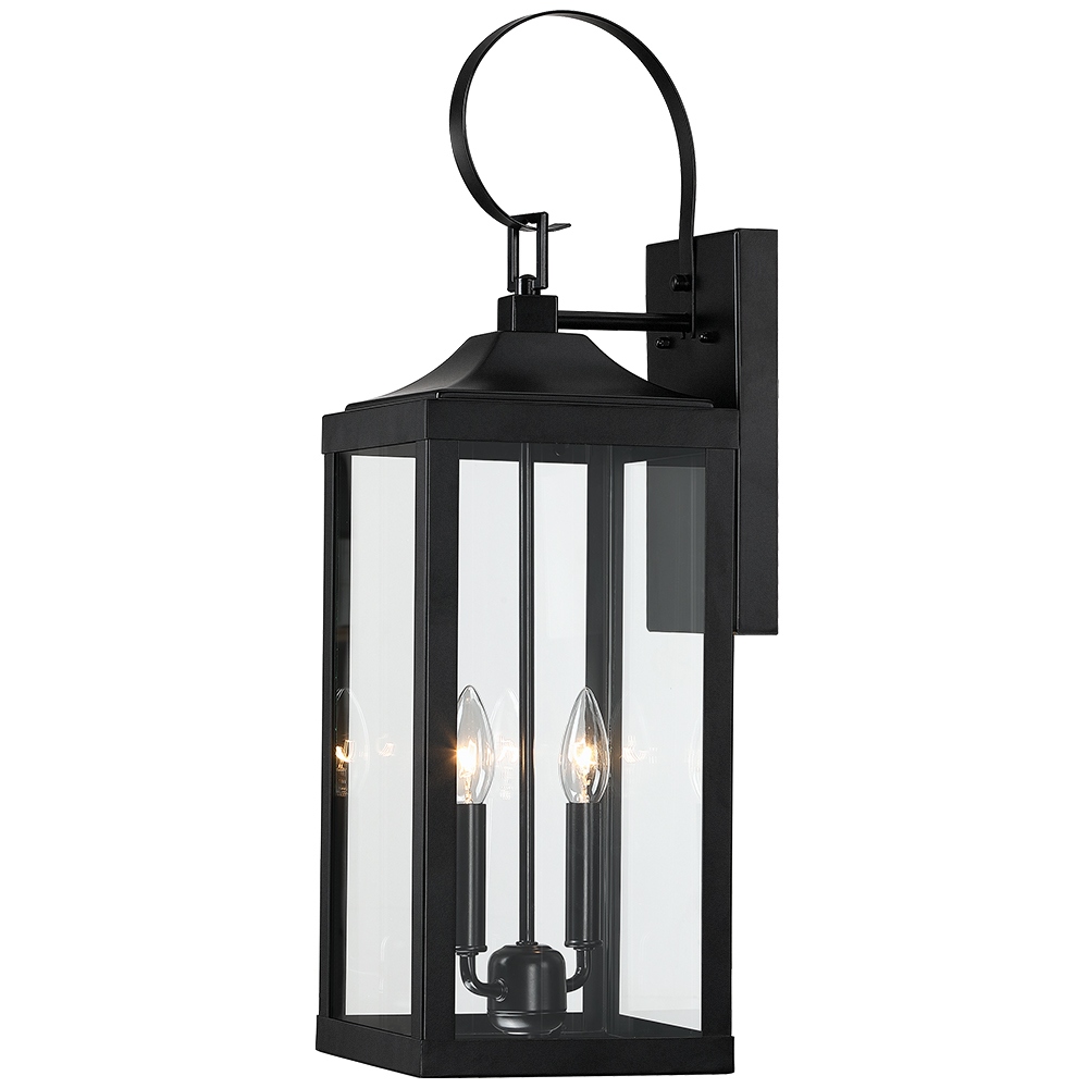 25.7 H 2 Light Large Outdoor Black Exterior Wall Lantern Sconce Light