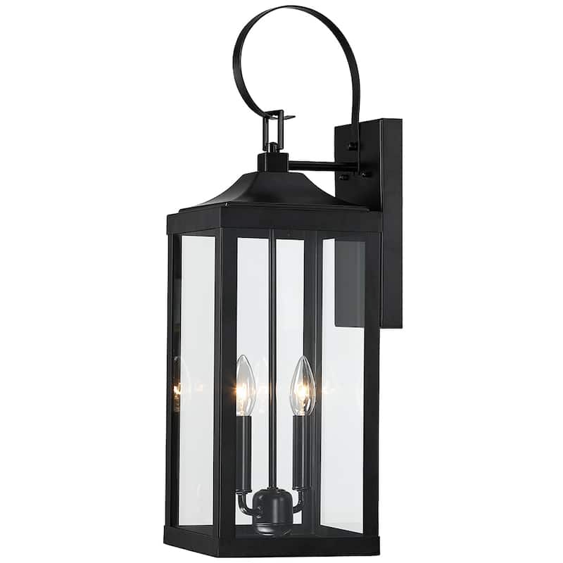 25.7"H 2-Light Large Outdoor Black Exterior Wall Lantern Sconce Light