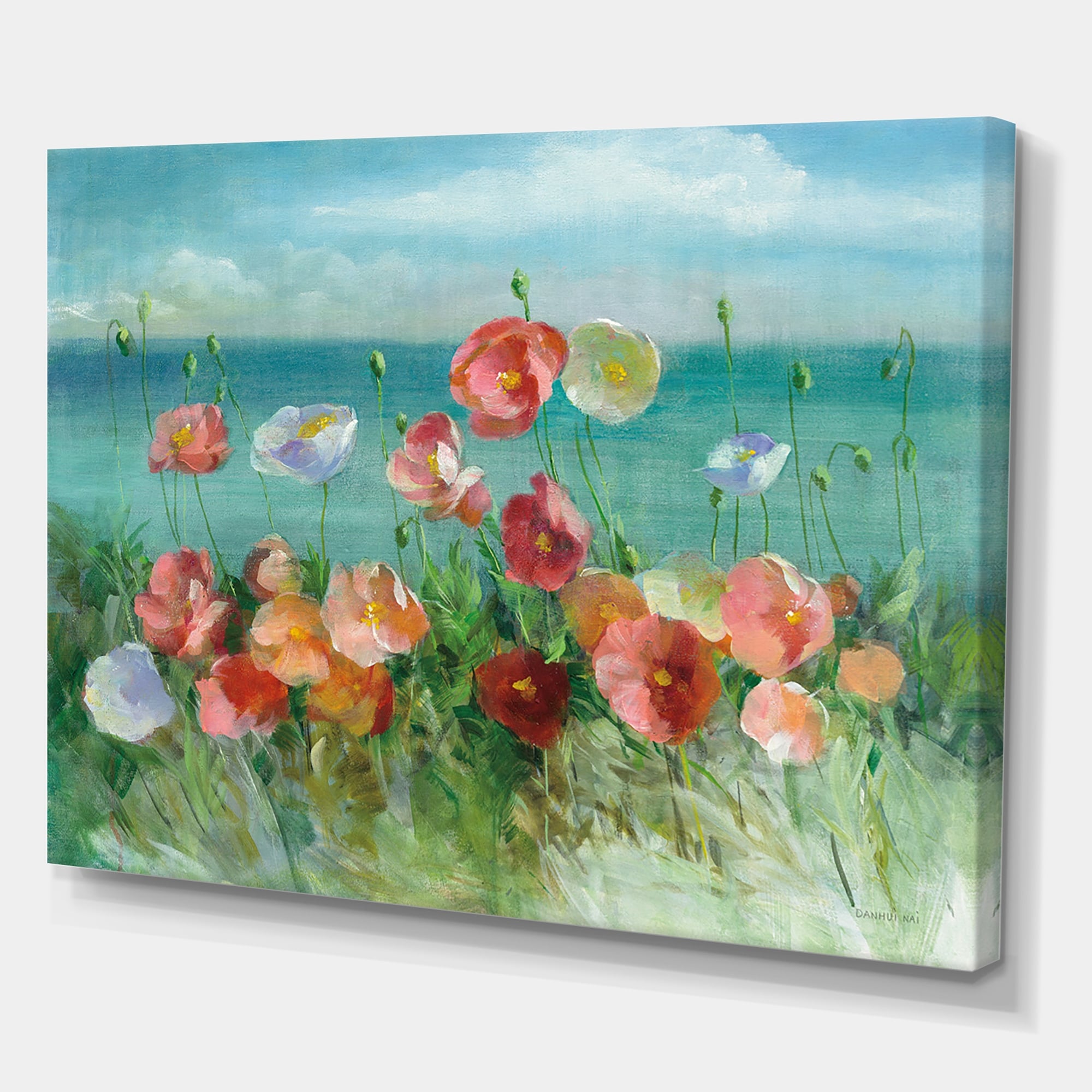 Shop Designart Rw Coastal Poppies Cottage Canvas Wall Art Overstock 29924599