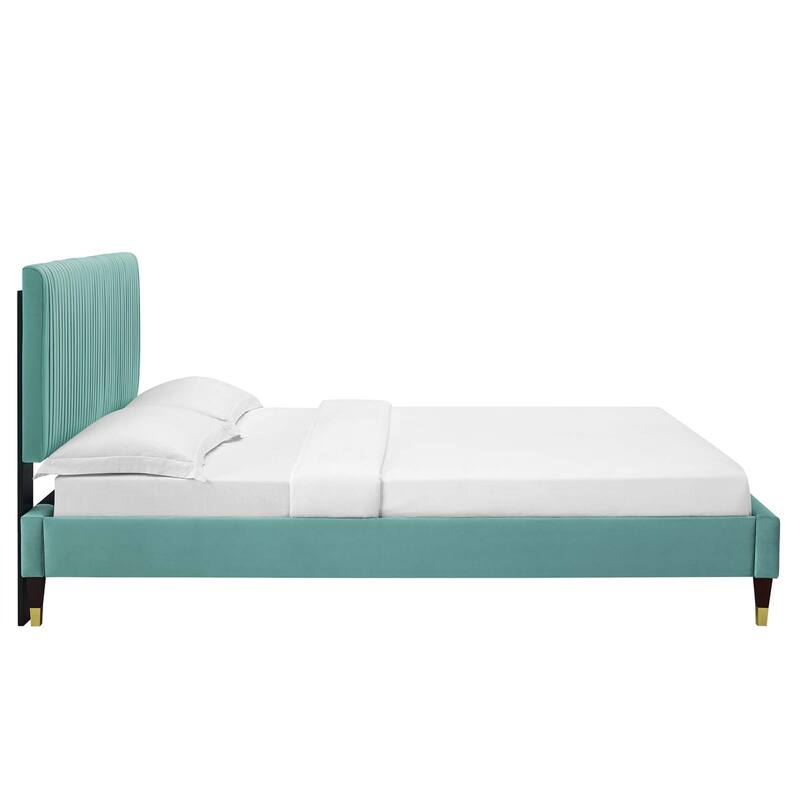 Peyton Performance Velvet Queen Platform Bed