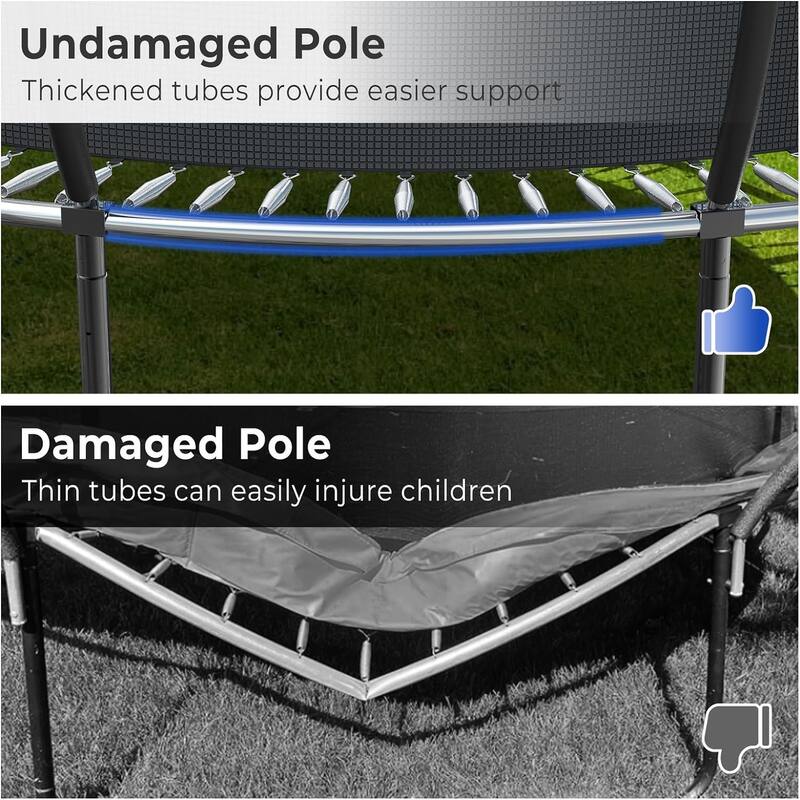 10FT/12FT Upgrade Outdoor Trampoline for Kids and Adults, Pumpkin Trampolines with Curved Poles