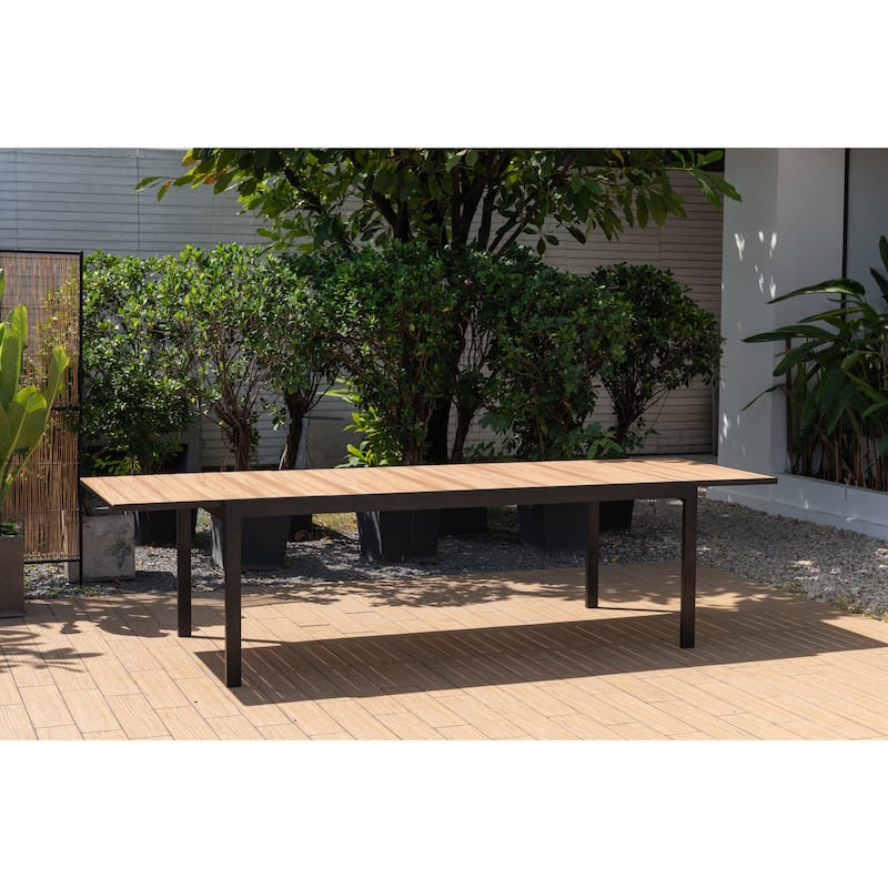Amazonia Extendable Secthue Aluminum Outdoor Patio Dining Table - Brown and Black