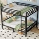preview thumbnail 11 of 30, Metal Bunk Bed with Ladder and Metal Slats Support, Storage Underneath, Heavy Bunk Beds, Black Bed Frame, No Box Spring Needed Black Queen Over Queen - Queen