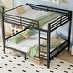 preview thumbnail 2 of 10, Queen Over Queen Metal Bunk Bed with Ladder and Slats Support for Adults Teens, Black